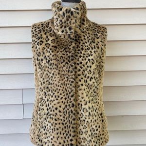 Kristen Blake Leopard Faux Fur Vest Small